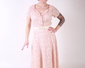 1950s Vintage Dress...Spring Fashion Pastel Pink Sheer Lace 50s Party Dress Size Medium