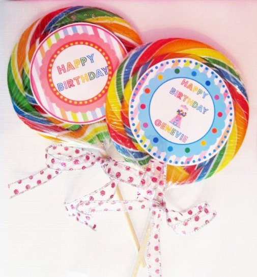 Pink Bubble Gum Birthday Party 4inch CUSTOM PRINTABLE Large Party CIRCLES - Bella Bella Studios Il_570xn
