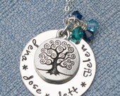 Family Tree Necklace - Personalized Jewelry - Hand Stamped Fammily Tree - Custom Jewelry - Birthstone Necklace - Mothers Day Gift