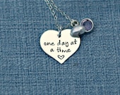 Personalized Necklace - Hand Stamped Jewelry - One Day at a Time - Affirmation Necklace - Inspirational Necklace