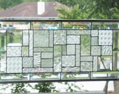 Beveled clear transom stained glass panel window geometric abstract stained glass window panel window hanging large CT1