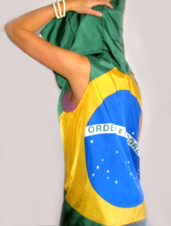 Handmade Brazilian flag hoodie - shirt - jacket - womens clothing - mens clothing - upcycled clothing - fashion