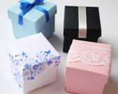 small gift box, pretty decorated 2" cube favour gift box, perfect for a pair of earrings, hairpins or cuff links