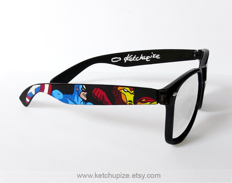 The Avengers glasses comic unique hand painted - Captain America - Thor - Hulk - Iron Man