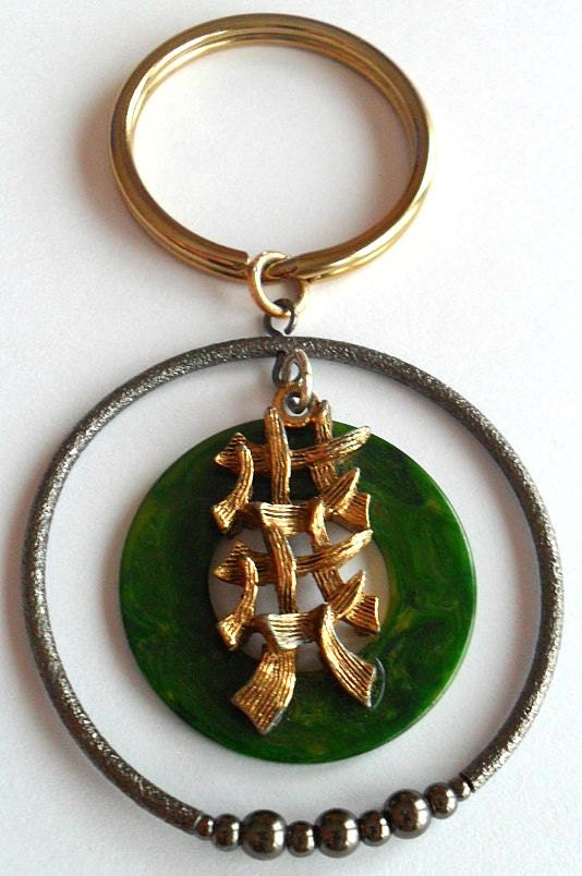 Green and Gold Asian Style Keychain