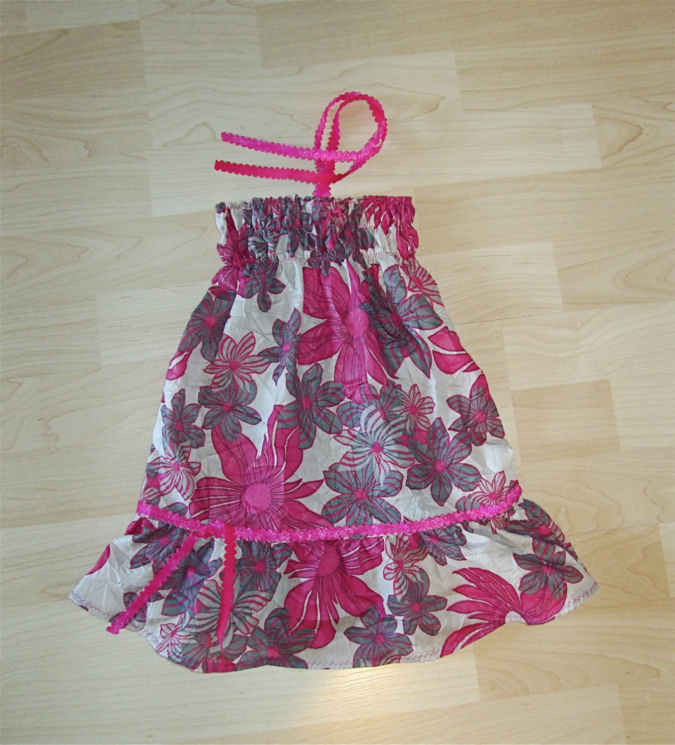 raspberry floral child's sundress