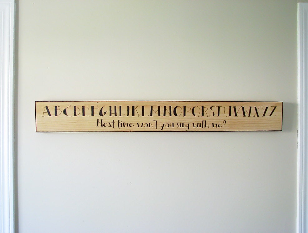 Children's Bedroom Sign - Wood Pyrography - Alphabet Wall Art