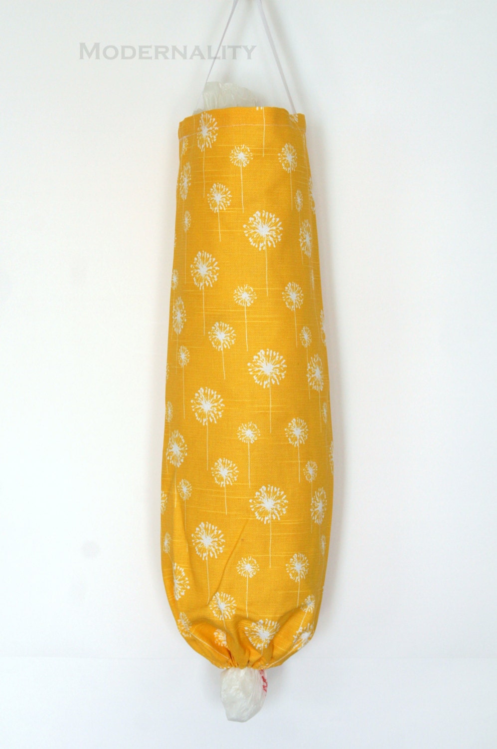 Plastic Bag Holder- Yellow Small Dandelion- Kitchen Grocery Bag Storage