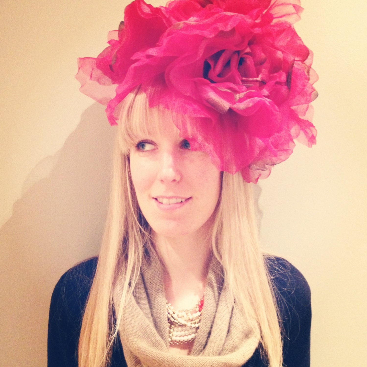Red Floral Fascinator Headband- Hair Accessory