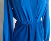 Gorgeous Vintage Electric Blue Wrap Dress (Size M)