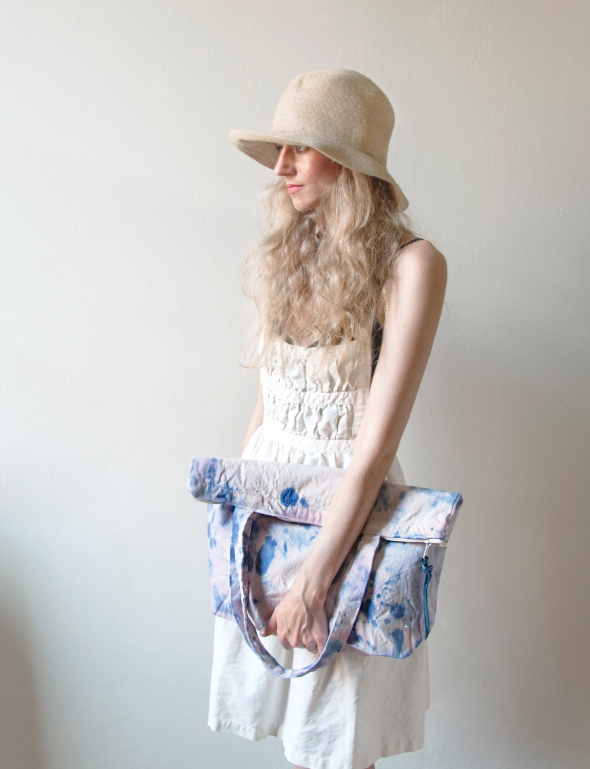 COTTON CANDY Hand Dyed Canvas Tote. Pastel Summer Cotton Tote.