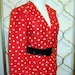 Vintage Wrap Dress SILK 1980s Red & White Polka-Dots - Designer Helene Sidel