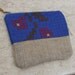 Upcycled Burlap Zippered Pouch with Blue Stitch Fabric - Nang
