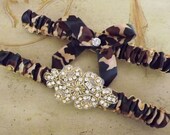 Sophisticated Lady Satin and Rhinestone Wedding Garter Set  Pick Your Color Custom Bridal Garter Set