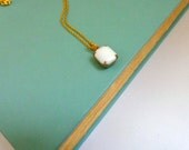 White Gem Necklace in Gold.