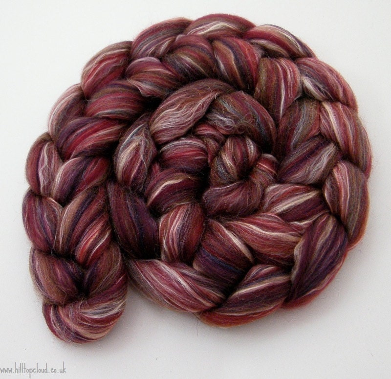 Red Spinning Fiber- Merino, BFL, Soya Silk, Firestar, Anne Boleyn, 100g, Queens Collection