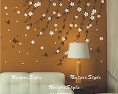 Branch flowers with Butterflies -Vinyl Wall Decal,white flower, wall decal tree nursery wall decal baby wall decal children wall decal