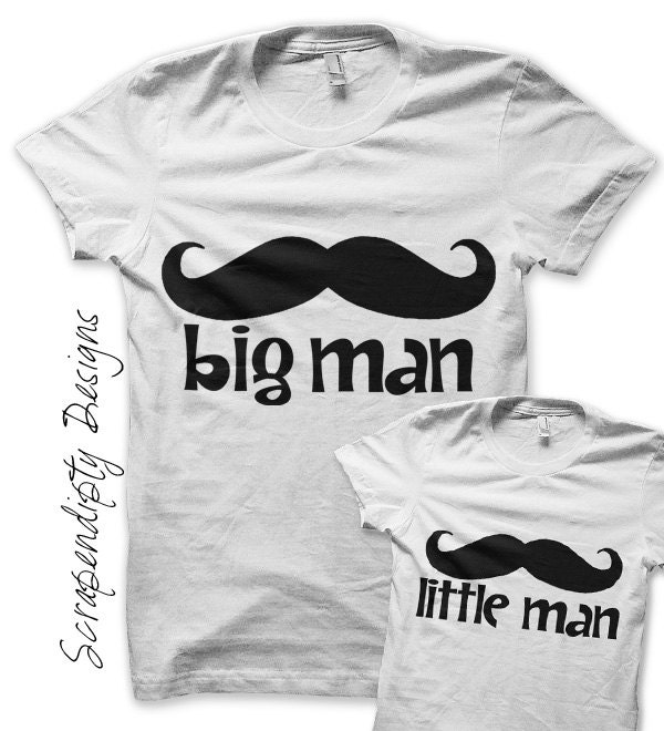 Father Son Iron on Transfer - Mustache Iron on Shirt / Brother Mustache Shirt / Big Man Shirt / Little Man Shirt / Father's Day Tshirt -D