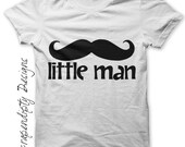 Mustache Iron on Transfer - Little Man Iron on Shirt / Kids Boys Clothing Tshirt / Little Man Mustache Shirt / Baby Nursery Print IT131-C