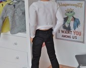 Black jeans pants for Ken Taeyang 27 cm male Obitsu size dolls and 1/ 6 scale slim action figures