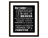 The Lord's Prayer Scripture Art Typography Subway Print  8 X 10 Giclee