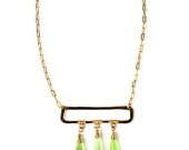 Tender Shoots Color Chalcedony and Gold Bar Modern Necklace Spring 2013///14k Gold Fill and Tender Shoots Chalcedony