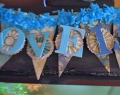 CUSTOM LOVE is SWEET banner handcrafted vintage cottage chic in your choice of colors and theme by Lisa Rice