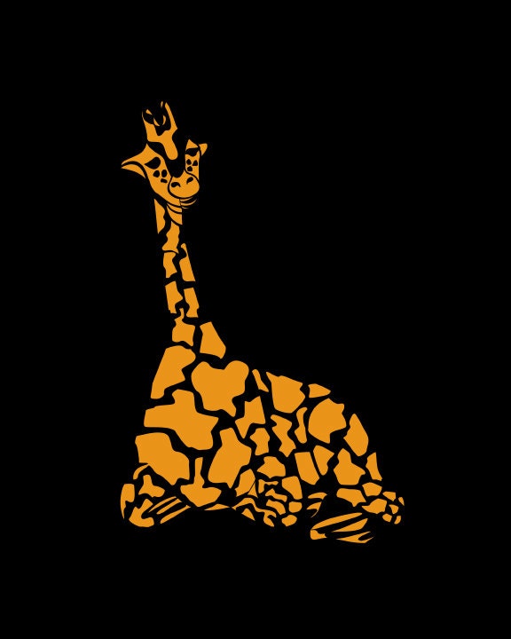 Graphic Orange & Black Giraffe Print