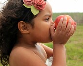 Peach Rose Blossom Wool Felt Flower Headband - Peach Medley - Infant, Toddler, Girl, Photo Prop