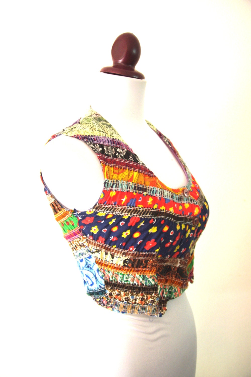 Vintage 1960s Patchwork Hippie Vest