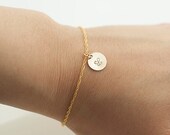 Gold Initial Bracelet, Personalized jewelry single letter charm, 14k Gold Filled, everyday jewelry, bridesmaid gifts, bridesmaid bracelet