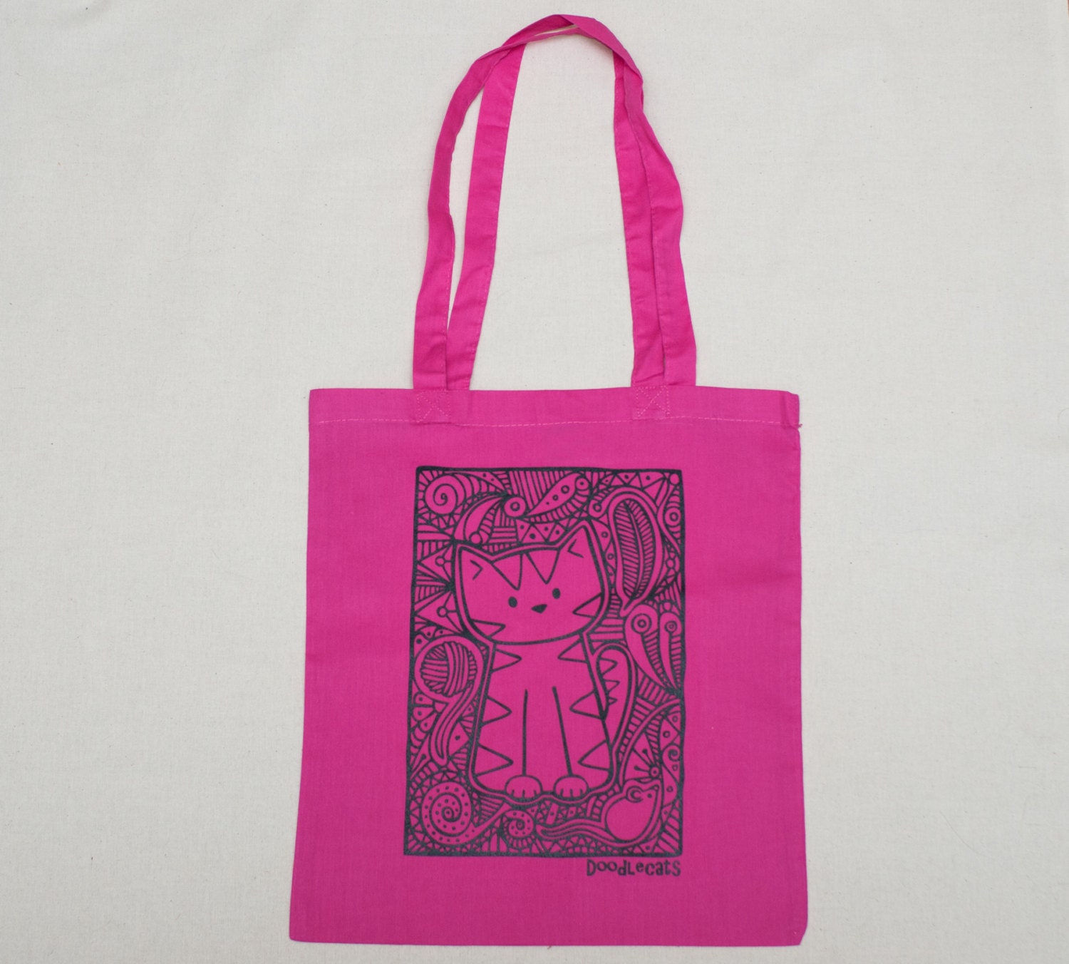 Pattern Cat - Cotton Bag - Pink