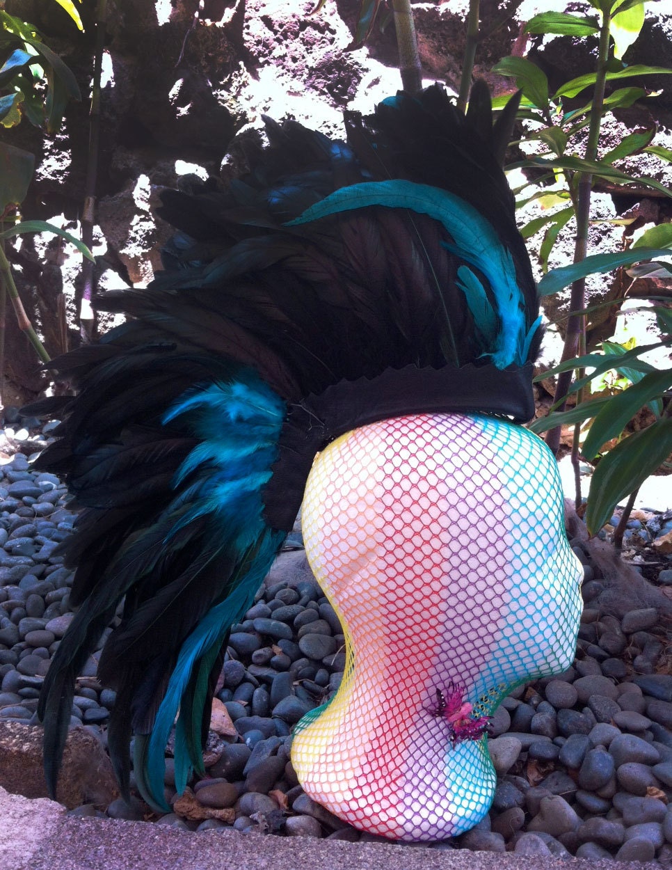 Customizable Feather Mohawk / Headdress - "Neon Matrix"
