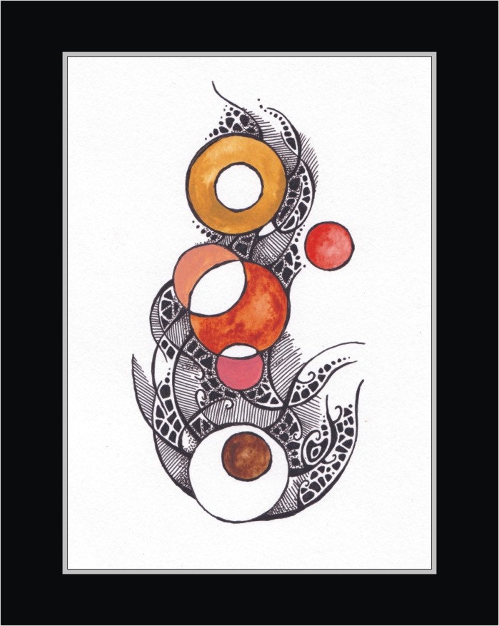 Giclee print abstract geometrical line art with red 10x8 or A4