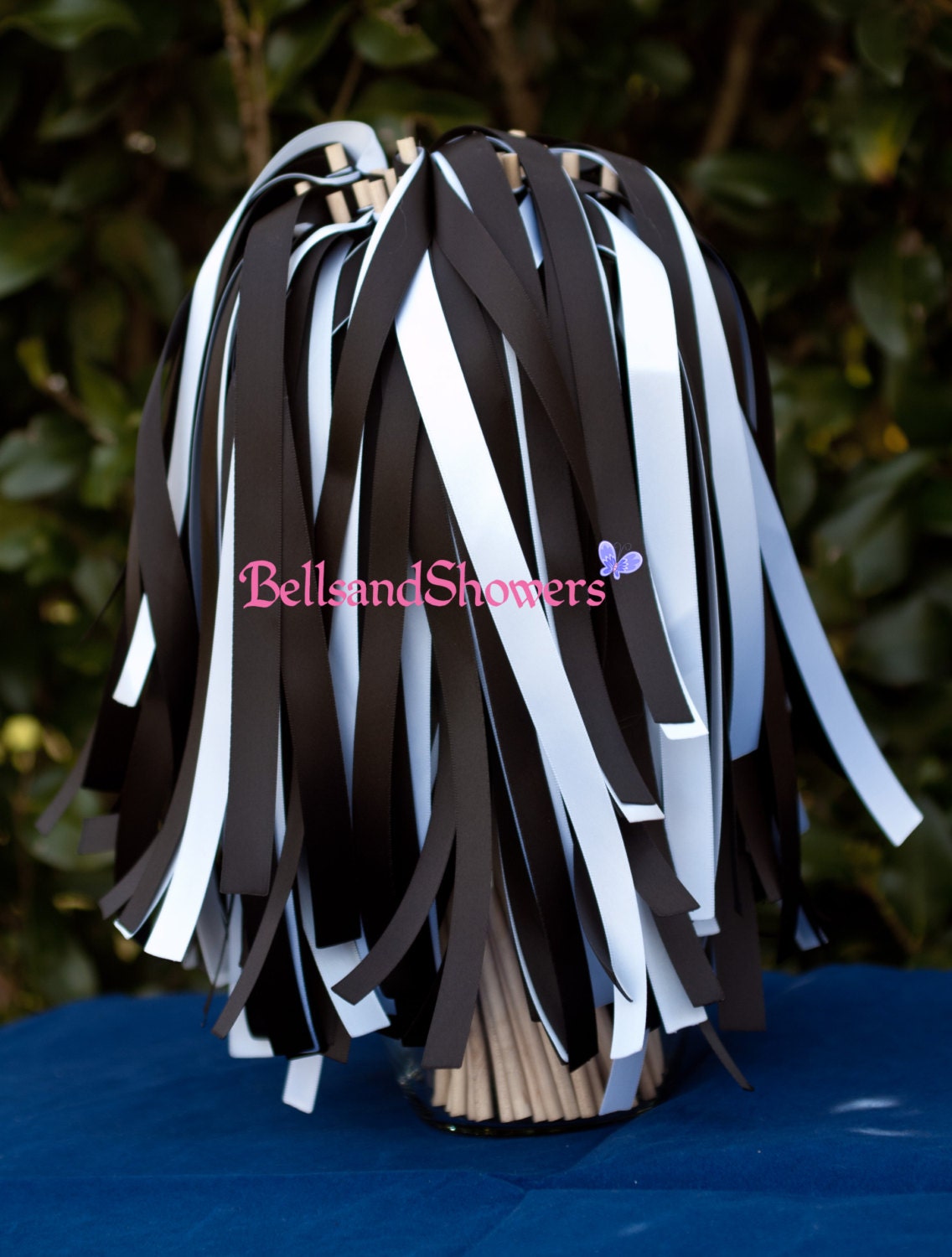 100 Black and White Ribbon Wands