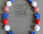 USA Stars and Stripes Chunky Necklace