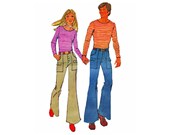 70s Vintage Sewing Pattern Mens Cargo Pants Long Sleeve T Shirt Size 34 Simplicity 9991 UNCUT FACTORY Folded