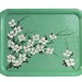 Vintage Metal Tray Mint Green Dogwood Lap TV Vanity