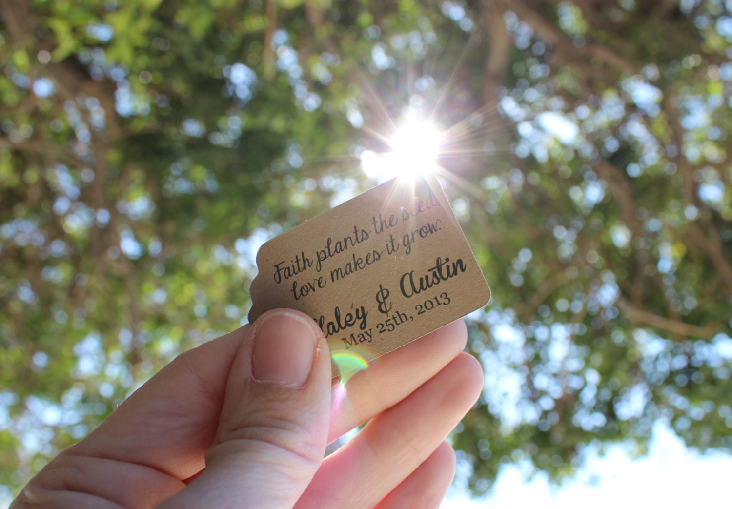 Brown Tags Personalized for Wedding Favors or Escort Cards - Set of 100 - Garden Outdoor Nature Flowers Seeds Il_170x135