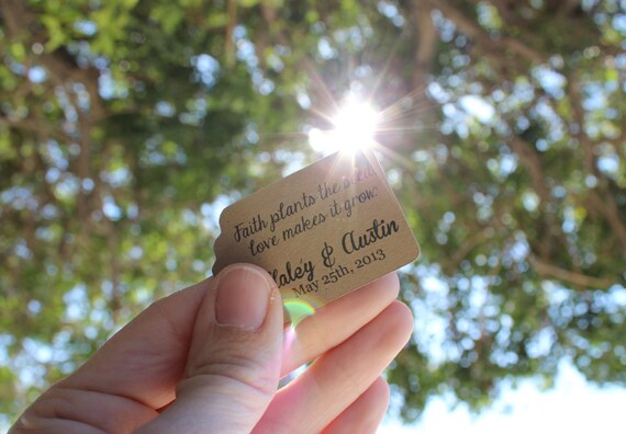 Brown Tags Personalized for Wedding Favors or Escort Cards - Set of 100 - Garden Outdoor Nature Flowers Seeds Il_570xn
