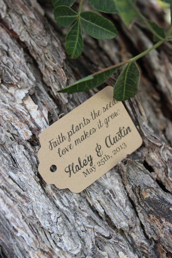 Wedding Favor Tag Labels Ornate Rectangle in Natural Brown for Favors, Gifts or Escort Cards - Set of 150 Il_570xn