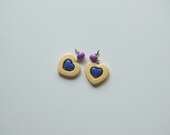 Magical Girl Heart Earrings - Yellow/Purple