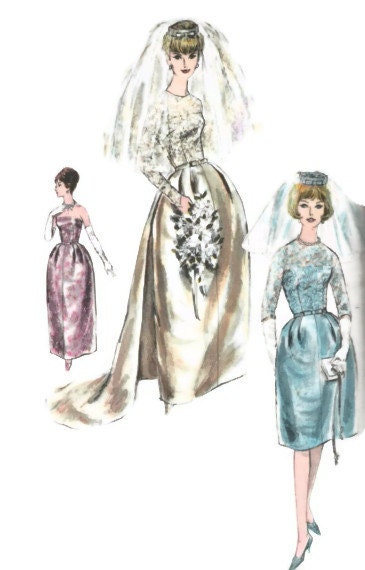 Vogue 4298 Special design Womens Vintage Wedding Dress  Paper Sewing Pattern Fashion early 1960's Size 14 Bust 34