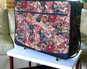 Gypsy World Traveler VINTAGE TAPESTRY SUITCASE Large Luggage Floral Print Travel Bag in Needlepoint Carpet Bag Style with Rolling Wheels