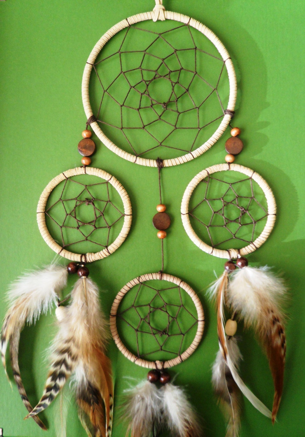 Dream Catcher - Large - Bohemian - Tribal - Brown, White, Tan
