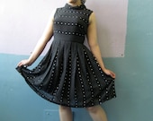 Vtg 50s 60s Semi Shear Cotton Sun Dress / Polka Dots / Day Dress