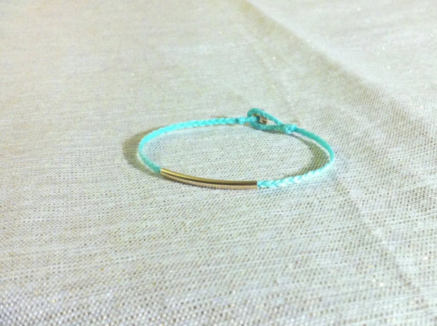 modern gold filled bar cotton cord stacking friendship bracelet . porkie.