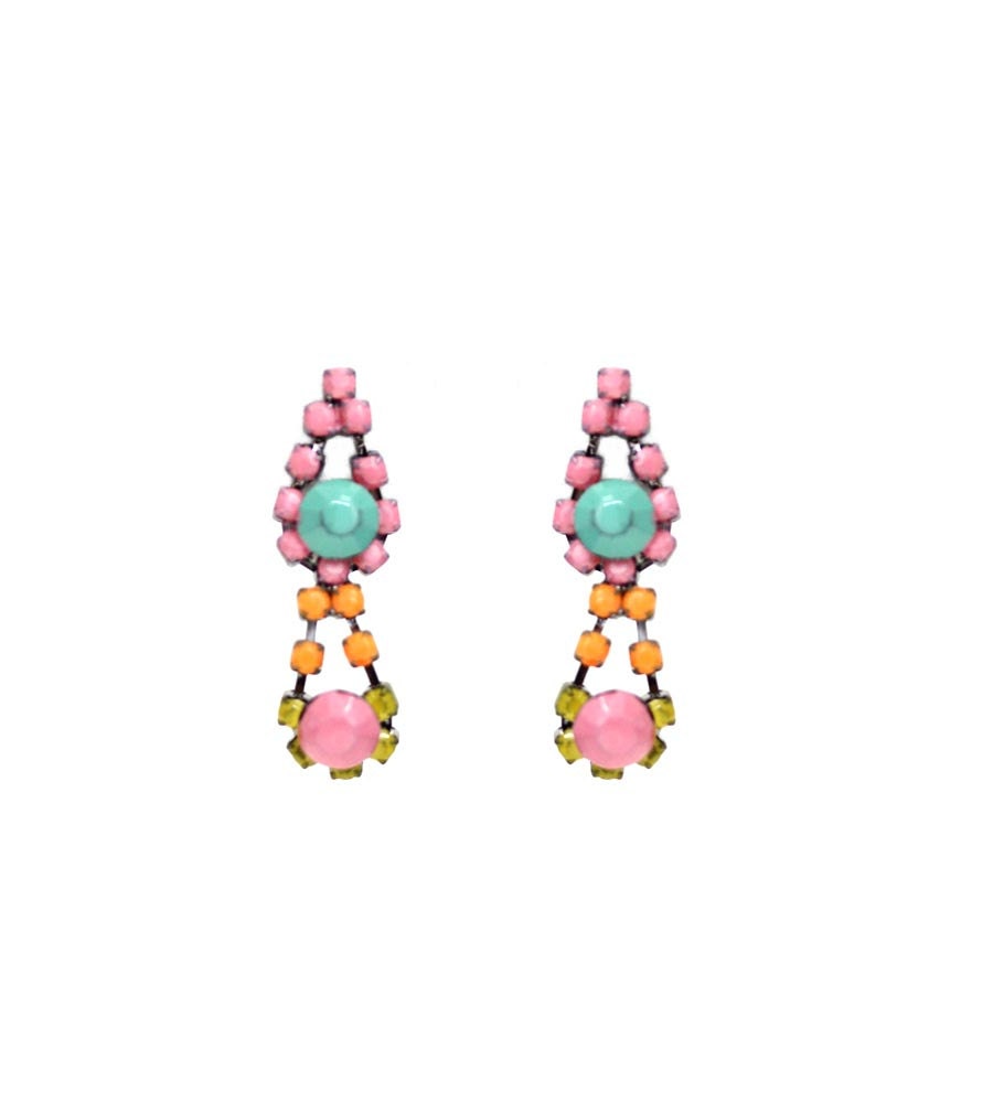 Double Tear Drop Earrings in Pastel Mix