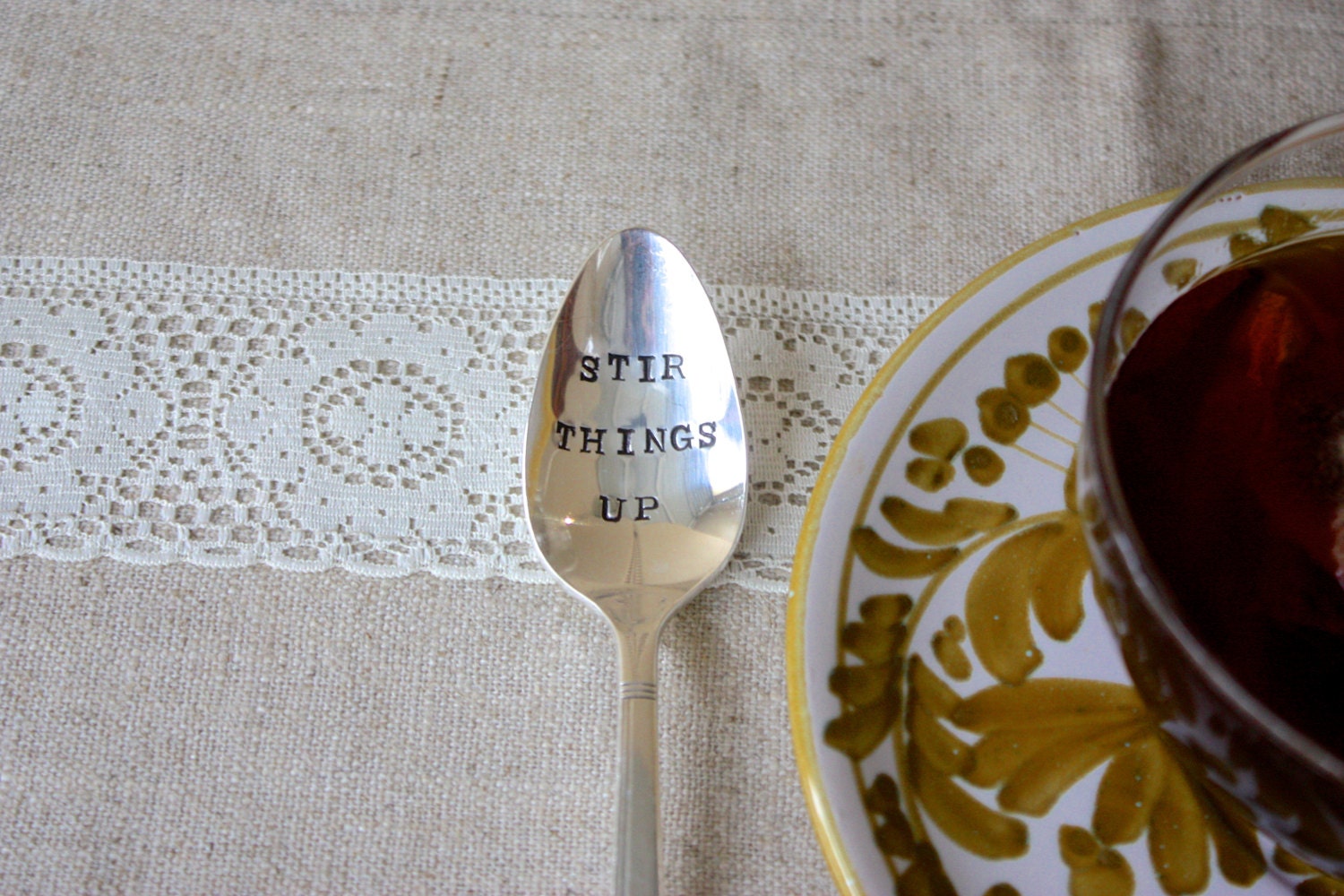 Stir Things Up Hand Stamped Vintage Gift by ForSuchATimeDesigns