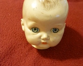 Doll Head Vintage Ideal Hard Plastic Blue Eyes Perfect for Project